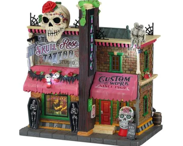 Lemax Village Collection The Skull And Rose Tattoo Studio, Battery Operated (4.5V) #15751