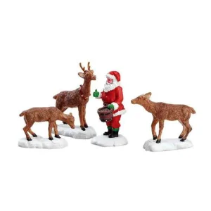 Lemax Village Collection Santa Feeds Reindeer, Set Of 4 #52146