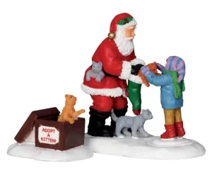 Lemax Village Collection Santa And Kittens, Set Of 2 #22045