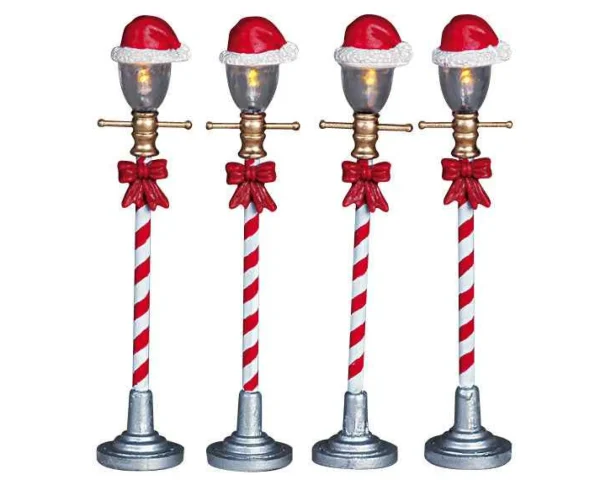 Lemax Village Collection Santa Hat Street Lamp, Set Of 4 #64472
